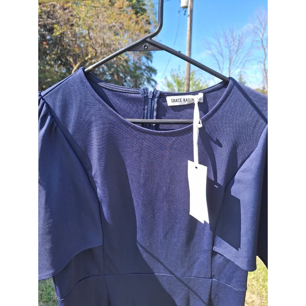 Grace Karin Women's NEW Blue and Flare Short Sleeve Simple Dress, Size XLarge - Picture 4 of 6